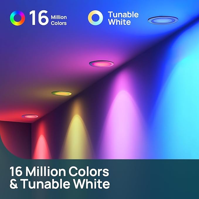 Linkind Matter Smart Light Bulb,1200LM 85W BR30 Smart Flood Light Bulbs Work with Alexa, Apple Home, Google Home, RGBTW Recessed Color Changing Bulbs E26, 2.4GHz Only WiFi Light Bulbs LED, 6Pack