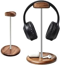 Universal Headset Stand for Desk with Walnut Storage Base - Image 1