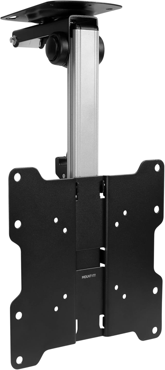 Mount-It! Flip Down TV & Monitor Mount, Under Cabinet & Ceiling Bracket for Kitchens, RVs & Small Spaces | Fits 13–37 Inch Screens | VESA 75x75 100x100 200x200 | Tilt & Swivel | 44 lbs Capacity