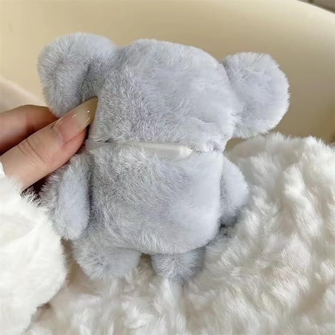 Yatchen Furry Case for AirPods Pro 3,Funny Cute 3D Cartoon Plush Kawaii Blue Elephant Fluffy Soft Warm for AirPods Pro 3rd Generation Case Carrying Charging Box with Keychain Anti-Fall Protector