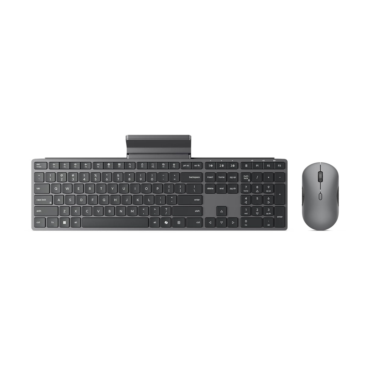 Lenovo 700 Modern Wireless Keyboard & Mouse Combo, 2.4 GHz Dongle & Dual Bluetooth Connection, AES-128 Encryption, 36 Month Battery Life, Quiet Mouse, Luna Grey - Image 1