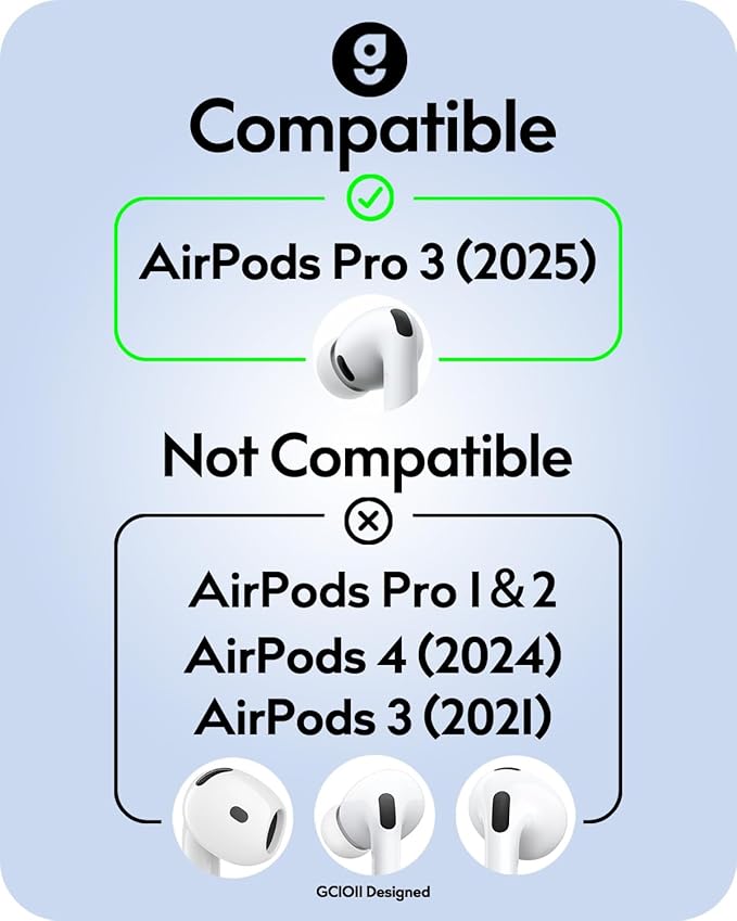 Gcioii 3 Pairs for AirPods Pro 3 Ear Hooks Covers (2025) [Added Storage Pouch] Anti Slip Sport Ear Tips Accessories Compatible with Apple AirPods Pro 3rd Generation (White)