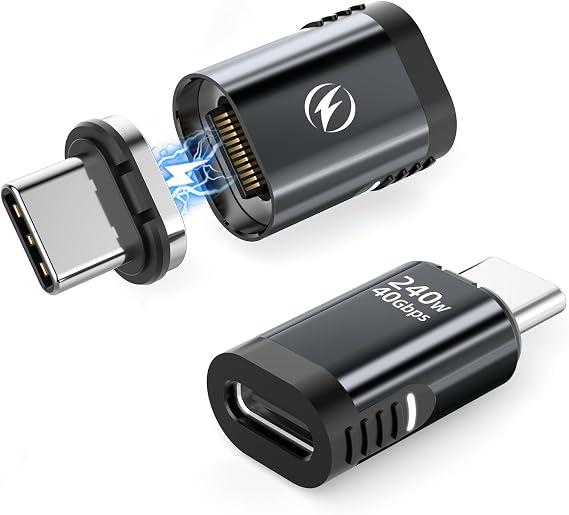 HanCenDa 240W USB C Magnetic Adapter 2Pack, 24Pins USB C 180 Degree Adapter with 40Gbps 8K 60Hz Video for Thundebolt 4 MacBook Pro/Air, Tablet, Laptop, iPhone 17/16/15 - Image 7