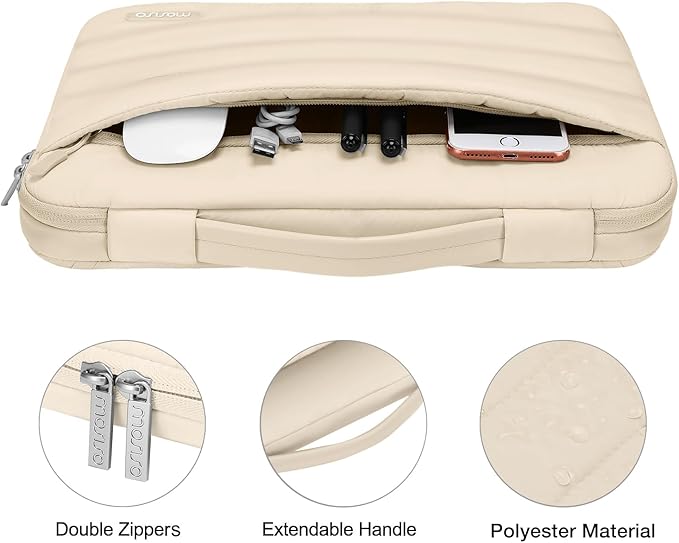 MOSISO Compatible with MacBook Air 13 inch Case M5 2026 M4 2025 M3 M2 2024-2022 A3449 A3240 A3113 A2681, Hard Case&Puffy Bag&Keyboard Cover&Webcam Cover&ScreenFilm for MacBook Air 13.6, Starlight