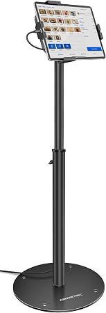 AboveTEK iPad Kiosk Floor Stand - Height Adjustable POS Tablet Floor Stand, 360° Swivel Universal Locking Holder for 7.9"-11" iPad/Air/Samsung - Anti-Theft Security Stand for Retail, Business