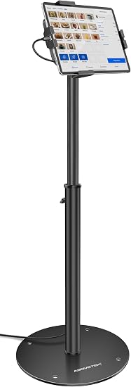AboveTEK iPad Kiosk Floor Stand - Height Adjustable POS Tablet Floor Stand, 360° Swivel Universal Locking Holder for 7.9"-11" iPad/Air/Samsung - Anti-Theft Security Stand for Retail, Business