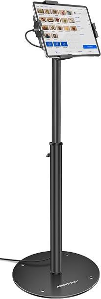 AboveTEK iPad Kiosk Floor Stand - Height Adjustable POS Tablet Floor Stand, 360° Swivel Universal Locking Holder for 7.9"-11" iPad/Air/Samsung - Anti-Theft Security Stand for Retail, Business