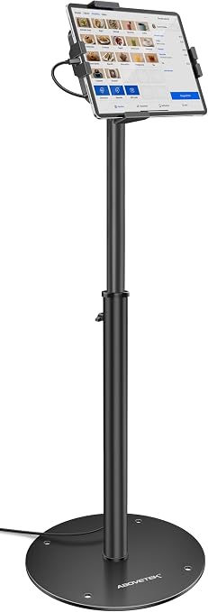 AboveTEK iPad Kiosk Floor Stand - Height Adjustable POS Tablet Floor Stand, 360° Swivel Universal Locking Holder for 7.9"-11" iPad/Air/Samsung - Anti-Theft Security Stand for Retail, Business