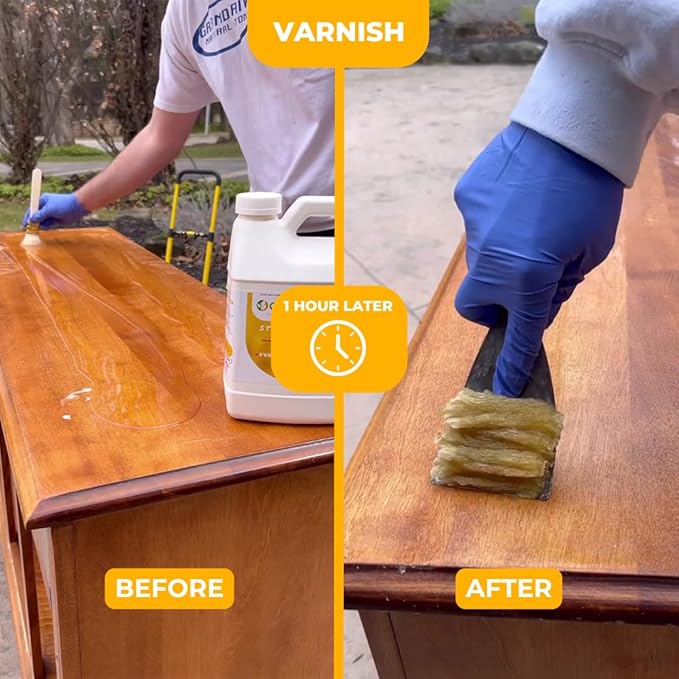 Strip & Clean Furniture Stripping Kit | Removes Multiple Paint Layers | Varnish & Epoxy Remover | Wood Paint Stripper | Melts Coatings | Soy-Based Formula | Includes Residue Removal Spray