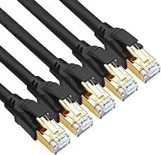 Yauhody CAT 8 Ethernet Cable 6ft 5 Pack, 40Gbps CAT8 Cable Black (6ft,5P) - Image 1