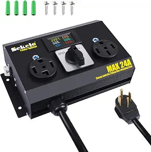 Manual EV Charging Switch, Aluminum Housing, NEMA 14-30P to 14-30R & 14-50R