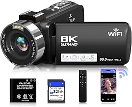 8K Video Camera Camcorder, 80MP AutoFocus WiFi Vlogging Camera for YouTube