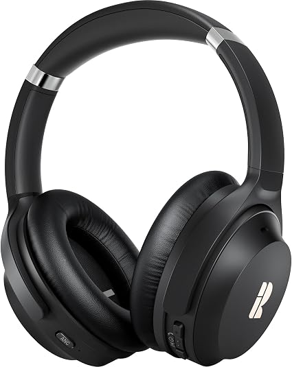 Bluetooth Headphones, Premium Active Noise Cancelling Wireless Headphones Over Ear, 50H Playtime, Hi-Res Audio, Deep Bass, Memory Foam Ear Cups for Travel, Home Office