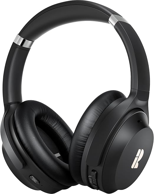 Bluetooth Headphones, Premium Active Noise Cancelling Wireless Headphones Over Ear, 50H Playtime, Hi-Res Audio, Deep Bass, Memory Foam Ear Cups for Travel, Home Office
