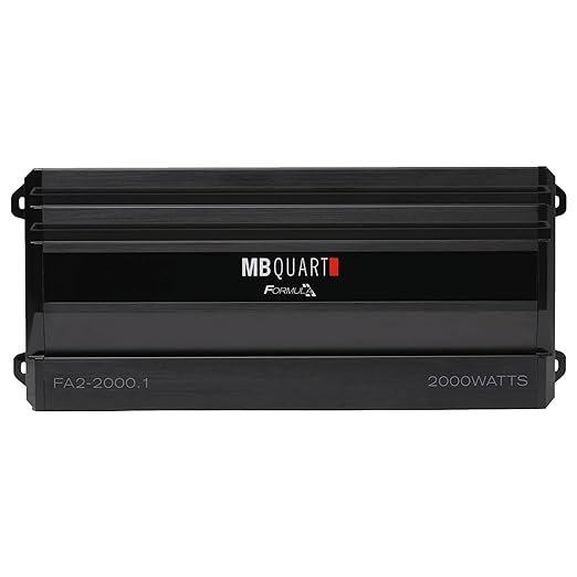 MB Quart Formula 2,000 Watt 1 Ohm Stable Mono Full Range Class Q1 Car Audio Mobile Amplifier with Bass Remote, FA2-2000.1, Black