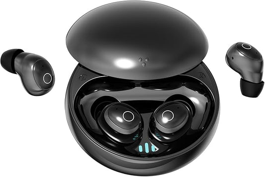 Invisible Mini Sleep Earbuds for Side-Sleepers, Wireless Noise-Canceling Headphones Bluetooth 5.4 with Long Battery Life, Sleep-Friendly Design Sleep Earphones, All-Night Comfort (Jet Black)