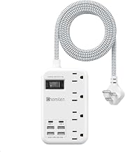 Travel Power Strip with 6 USB (2 USB C), 4 Outlets, 4Ft Extension Cord 13A - Image 1