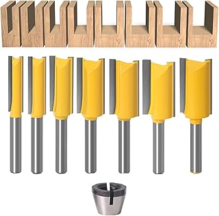 7pcs Straight Router BIT 1/4" Shank Tungsten Carbide Double Straight Dado Router Bit Set, 1/4,5/16,/3/8,1/2,19/32,43/64,23/32 Cutting Diameter Trimming Cutter for Woodworking - Image 1