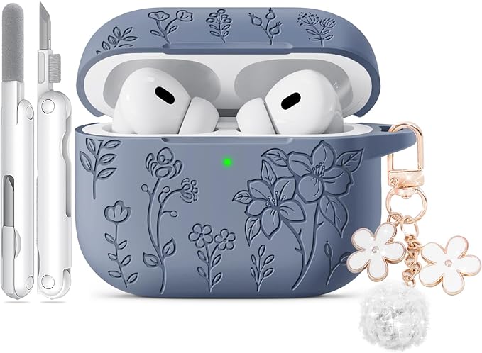for AirPods Pro 2 Case, Soft Silicone Airpod Pro Case Cover QUTE with Keychain & Cleaning Kit Compatible with AirPods Pro 2nd/1st Generation for Women Girly, Anti-Scratch
