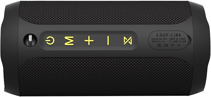EDUPLINK Bluetooth Speaker, IPX7 Waterproof Portable Wireless Speaker with 20W Stereo Sound and Deep Bass, 20H Playtime, TWS Pairing, TF Card Slot, Black
