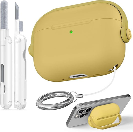 for Airpods Pro 3 Case,Safety Lock Cases for Apple Airpod Pro 3 (2025) with Cleaner Kit, Drop Protection Air pods Pro3 Case Cover for Men for Women with Keychain,Straw Yellow