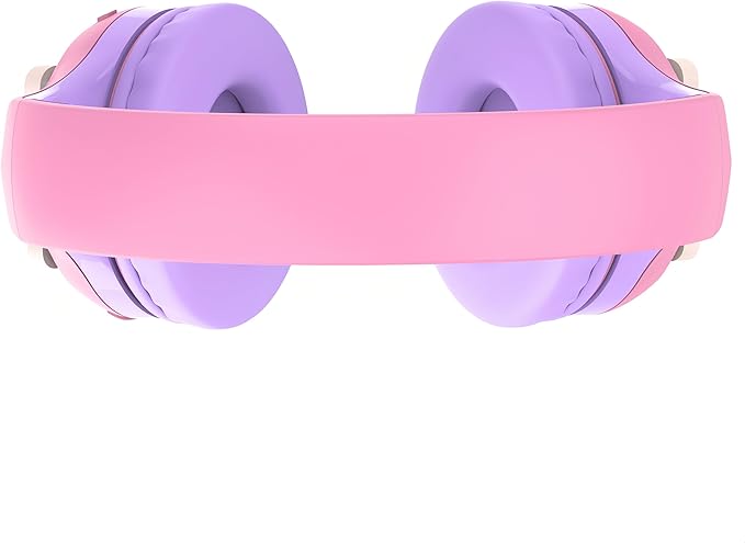 Riwbox CB-7S Kids Wireless Headphones,with Safe Volume Control 74/85/95dB,LED Glow Lights,50H Playtime,Bluetooth V5.3,Built-in Mic, TF Card Slot,for Travel/School/Phone/Laptop(Pink&Purple)