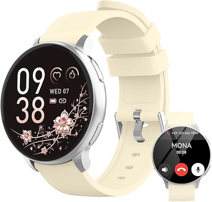 Smart Watch for Men Women Fitness Tracker with 100+ Sport Modes,Activity Trackers for iOS/Android Waterproof/Heart Rate/Sleep/Steps Monitor/Pedometer Monitor Monitor (Silver+Beige)