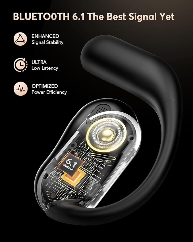Open-Ear Bone Conduction Sports Headphones - Wireless Bluetooth Earbuds, Comfortable Design, Stereo Sound, Perfect for Running