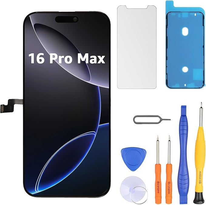 LL TRADER Screen Replacement for iPhone 16 Pro max 6.7" LCD Retina FHD Display COF Touch Screen Digitizer with Repair Tool Kits, Waterproof Tape, Screen Protector