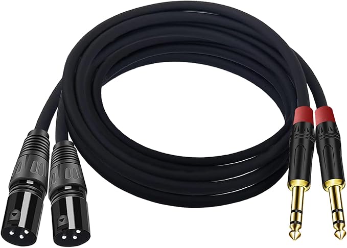 (2PACK/6.6FT) XLR to 1/4 TRS Stereo Adapter,XLR Male to 1/4 Inch (6.35mm) Balanced Microphone Stereo Audio Converter AdapterCable