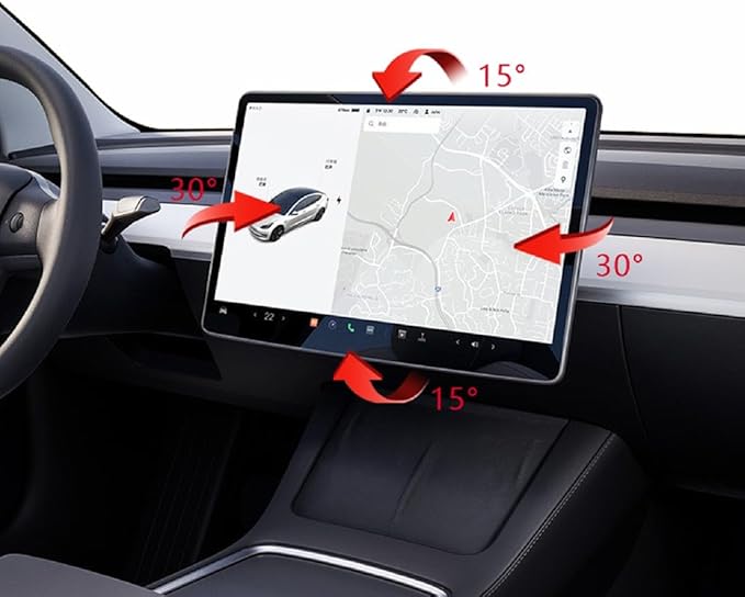 Tesla Model Y/3 Screen Swivel Tilt Mount,Four Directions UP/Down/Left/Right, Fit for Tesla Model 3 2017-2023/Model Y 2019-2024 Screen Rotating Holder Aluminium Alloy Navigation Bracket.