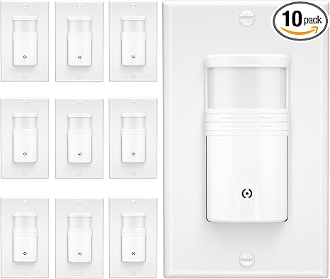3-Way Motion Sensor Light Switch, 10 Pack, White