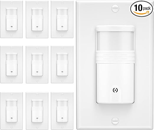 3-Way Motion Sensor Light Switch, 10 Pack, White
