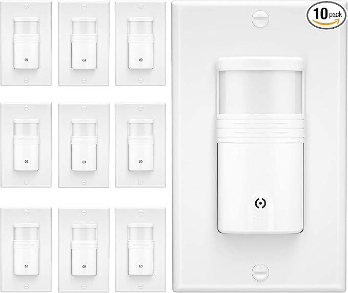 3-Way Motion Sensor Light Switch, 10 Pack, White