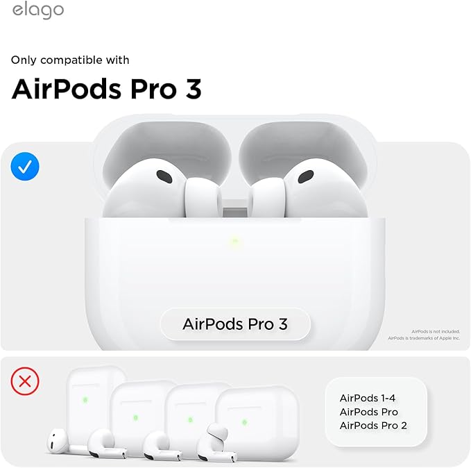 elago AW5 Compatible with AirPods Pro 3 Case Cover - Classic Retro Handheld Game Console Design Case, Carabiner Included [Light Grey]