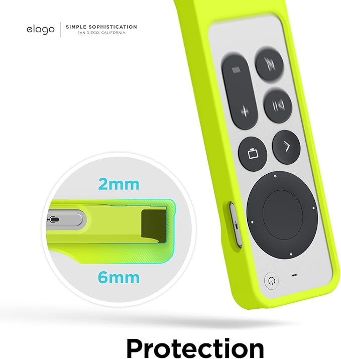 elago R1 Case Compatible with 2022 Apple TV 4K Siri Remote 3rd Gen, Compatible with 2021 Apple TV Siri Remote 2nd Gen- Magnet Technology, Lanyard Included, Full Access to All Functions [Neon Yellow]