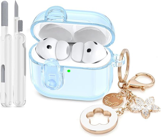 Clear Case for Airpods Pro 3 Case 2025 Women, VISOOM Clear New Apple AirPods iPods Pro3 Cases Proctetor Cover Cute Transparent Air pods Ipod Pro 3rd Gen Cases With Lock/Keychain/Cleaning Kit for women