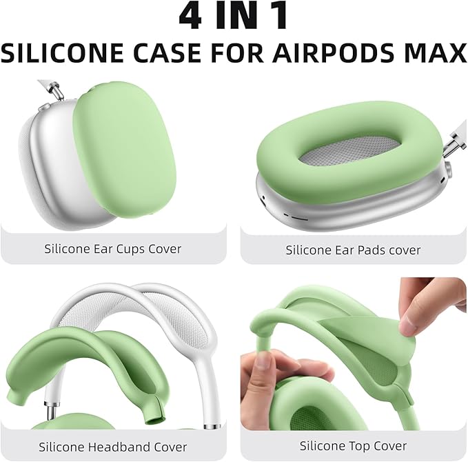 Lerobo Case for AirPods Max, Anti-Scratch Ear Pad & Headband Protector, Soft Silicone Skin for Apple AirPods Max 2024/2020(Mint Green)