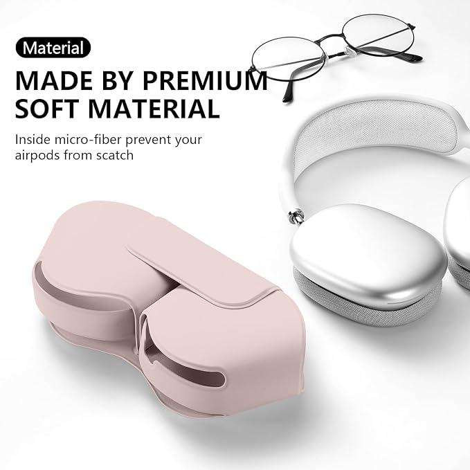 for Apple Airpods Max Case,Headphones Protective Case for AirPod Max Supports Sleep Mode, Anti-Scratch and Anti-Dust,Airpod Pro Max by PU Leather,Pale Pink