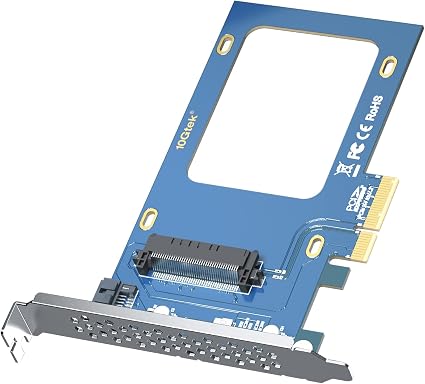 10Gtek PCIe 4.0 x4 to U.2 Adapter Card, SFF-8639 Expansion Card for 2.5” U.2 NVMe SSD or SATA SSD, Support PCIe Gen4/Gen3, Only Includes Full-Height Bracket