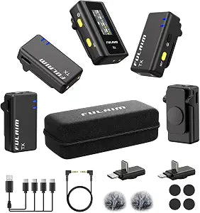FULAIM X6 Wireless Lavalier Microphones with 4 Transmitter for iPhone, iPad, Android, Camera, Lapel Mic with 48KHz 24Bit, Noise Cancellation for Video Recording, Vlog, YouTube, TikTok