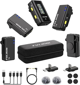 FULAIM X6 Wireless Lavalier Microphones with 4 Transmitter for iPhone, iPad, Android, Camera, Lapel Mic with 48KHz 24Bit, Noise Cancellation for Video Recording, Vlog, YouTube, TikTok