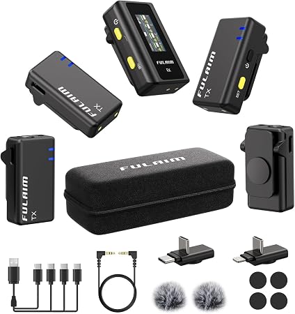 FULAIM X6 Wireless Lavalier Microphones with 4 Transmitter for iPhone, iPad, Android, Camera, Lapel Mic with 48KHz 24Bit, Noise Cancellation for Video Recording, Vlog, YouTube, TikTok