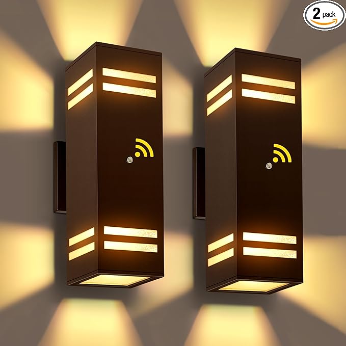 2-Pack Bronze Dusk to Dawn Outdoor Lights, Wall Light Wtih LED Bulbs, Modern Up Down Lights Outdoor, IP65 Waterproof Exterior Lighting Fixtures, Outside Lights for House for Porch, Garage