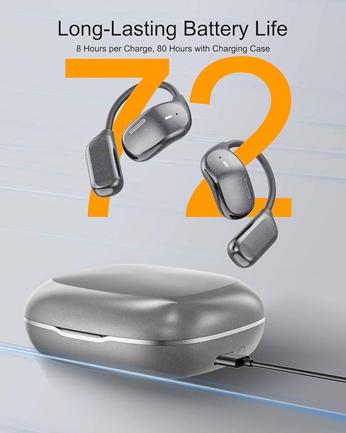 NEW OpenFit Air Bone Conduction Headphones Only 0.23 OZ Open Ear Earbuds , Wireless Earbuds with HD Clear Calls, Ear Buds with 72 Hours of Playtime, Secure Earhooks Earphones for Sports, Fitness, TV