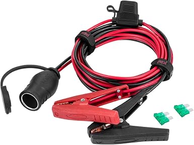 Battery Alligator Clips Clamp Clip-on to Female Cigarette Lighter Socket Outlet Boost Cable Heavy-Duty 30A Fuse 12V/24V 12AWG Cord 10Ft