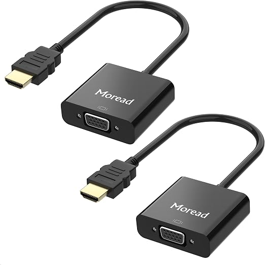 Moread Active HDMI to VGA Adapter with Audio, 2 Pack, Black