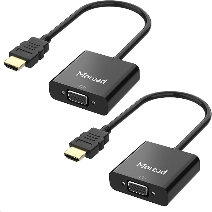 Moread Active HDMI to VGA Adapter with Audio, 2 Pack, Black