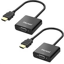 Moread Active HDMI to VGA Adapter with Audio, 2 Pack, Black - Image 1