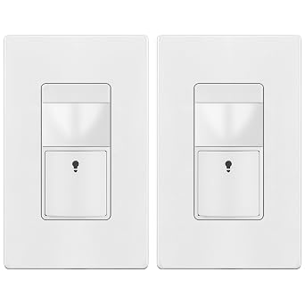 TOPGREENER Motion Sensor Light Switch, No Neutral Required, White, 2 Pack